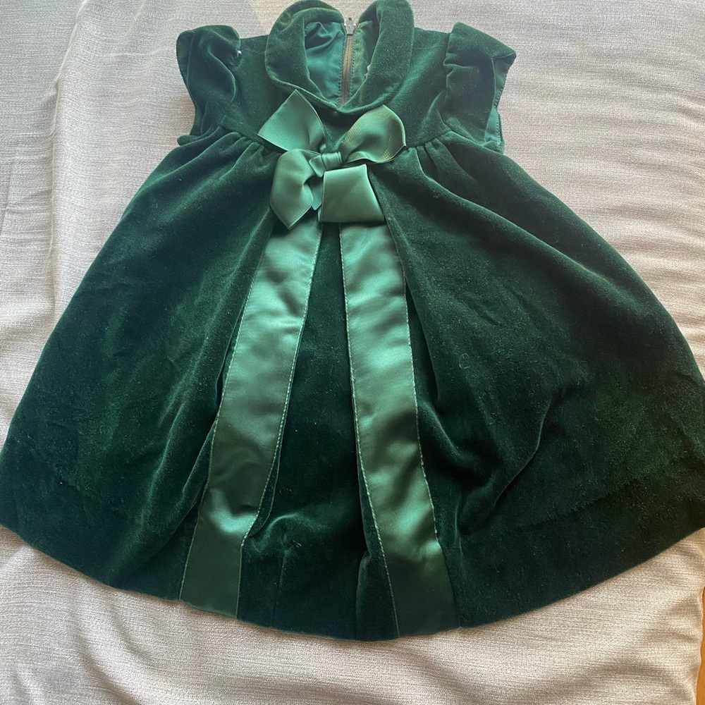 Florence Eiseman Green Velvet Kids Formal Dress